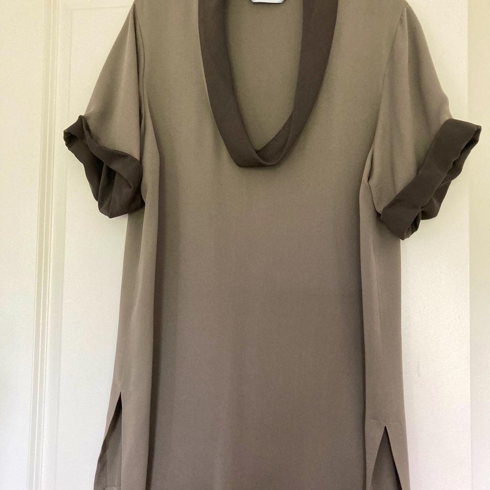 MaxMara silk blouse, rare mushroom tint, size 10